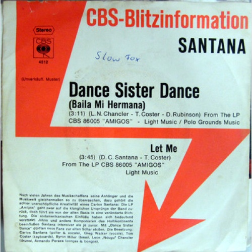 Single / SANTANA / MUSTERPLATTE / RARITÄT / 1976 /