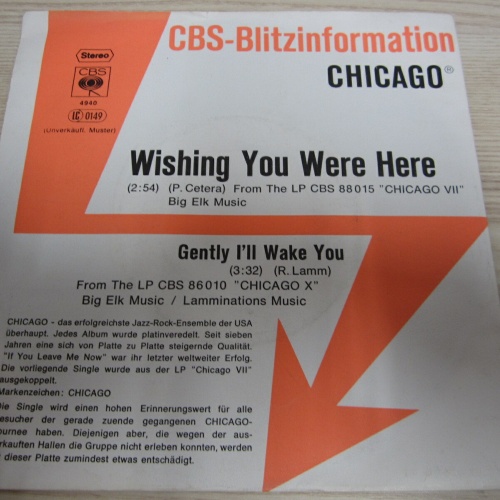 Single /  Chicago ?– Wishing You Were Here   /  DE  PRESS /  RAR /  PROMO /