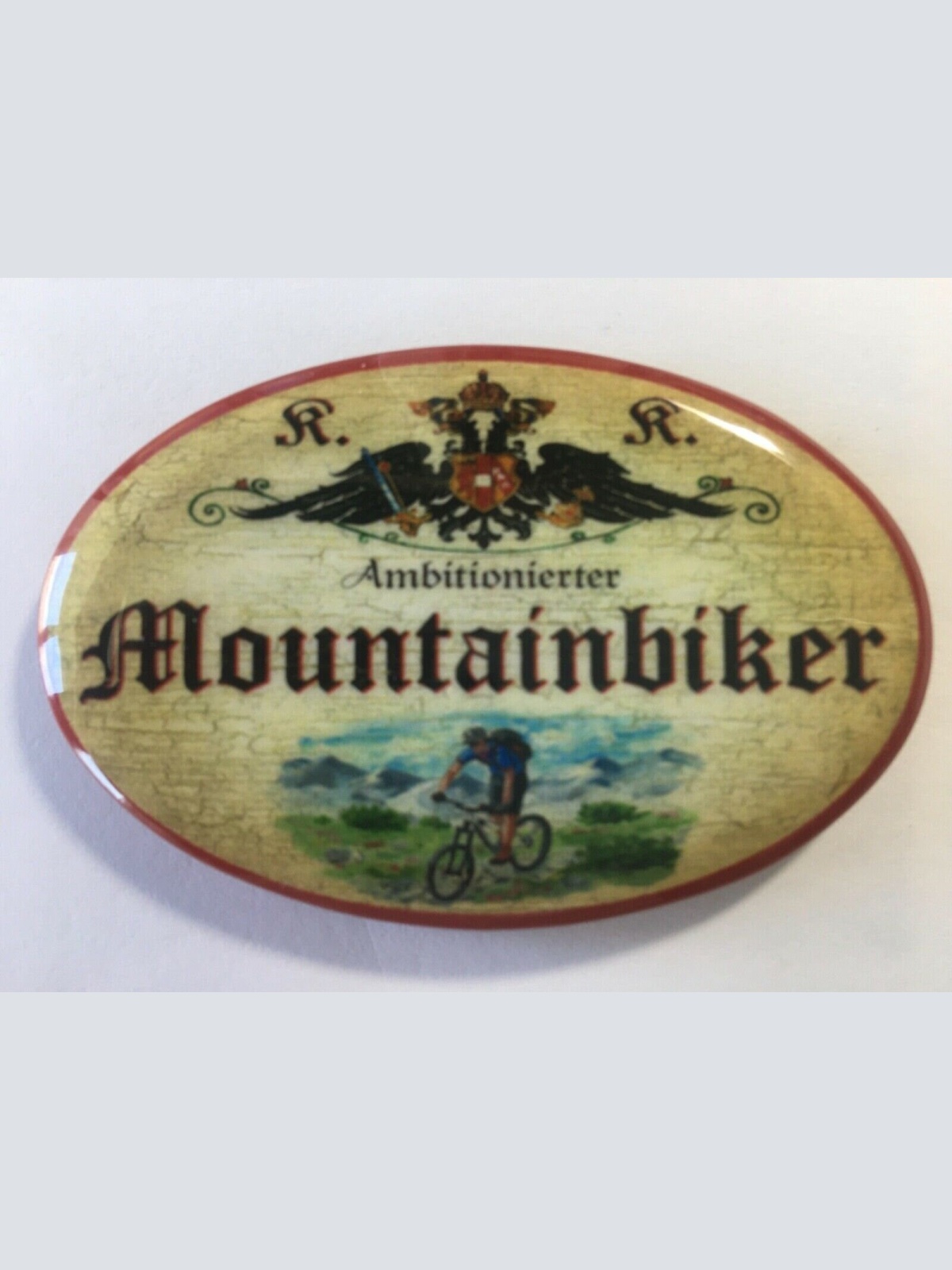 Nostalgie flaschenöffner magnet ambitionierter mountainbiker fahrrad