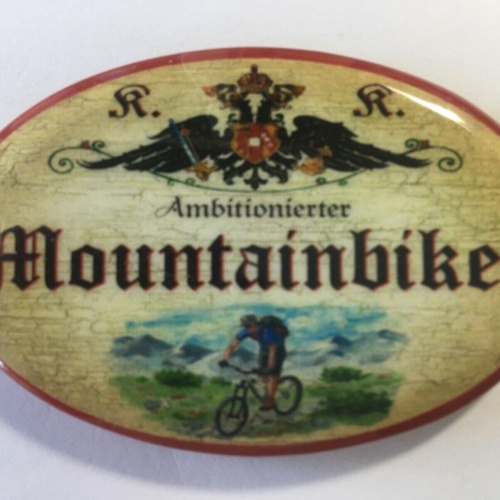 Nostalgie flaschenöffner magnet ambitionierter mountainbiker fahrrad