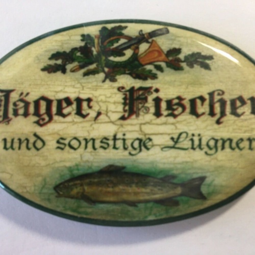 Nostalgie flaschenöffner magnet jäger, fischer und sonstige lügner fisch