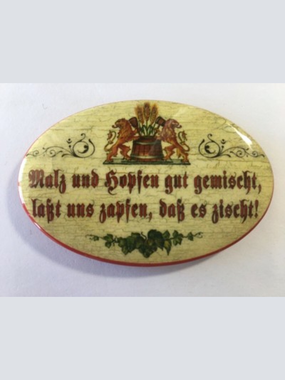 Nostalgie flaschenöffner magnet malz und hopfen gut gemischt bierfass