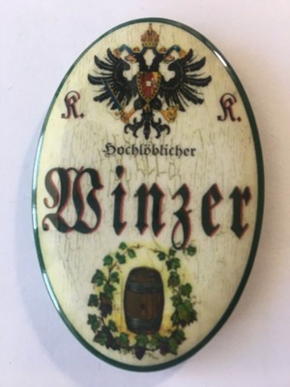 Nostalgie flaschenöffner magnet hochlöblicher winzer weinfass