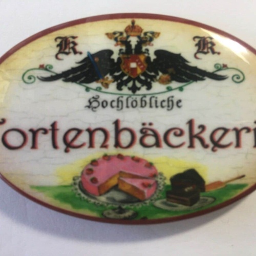 Nostalgie flaschenöffner magnet hochlöbliche tortenbäckerin torte kuchen