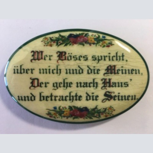 Nostalgie flaschenöffner magnet wer böses spricht über mich u. die meinen blumen