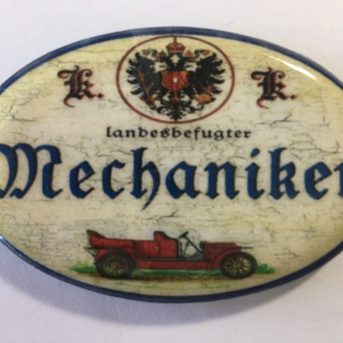 Nostalgie flaschenöffner magnet landesbefugter mechaniker auto oldtimer