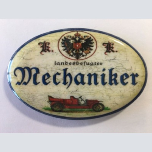 Nostalgie flaschenöffner magnet landesbefugter mechaniker auto oldtimer