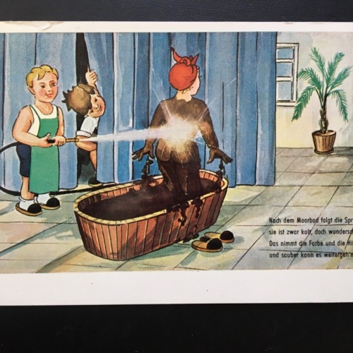 Nach dem Moorbad - Frau in Badewanne - Künstlerkarte 926 TH