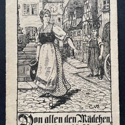 Von allen den Mädchen Frau Krug Kleid Gasse Stadt Kirche Uhrturm 400429  F