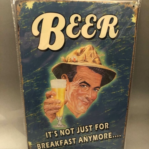 Blech Schild Beer Bier it's not just for breakfast anymore 20 x 30 42007