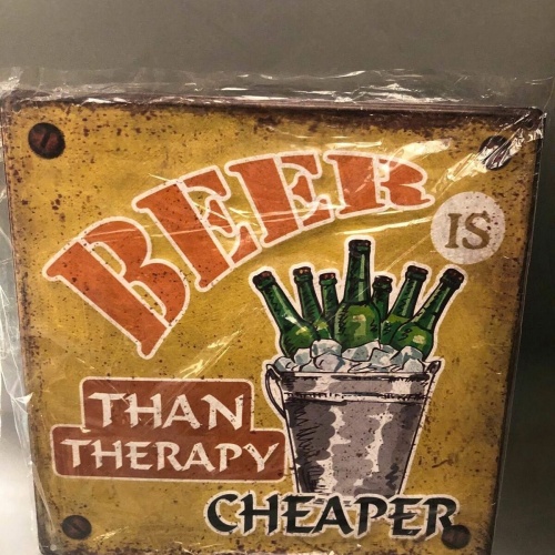 Nostalgie Retro Blech Schild Beer Bier is cheaper than therapy 30 x 30 42011