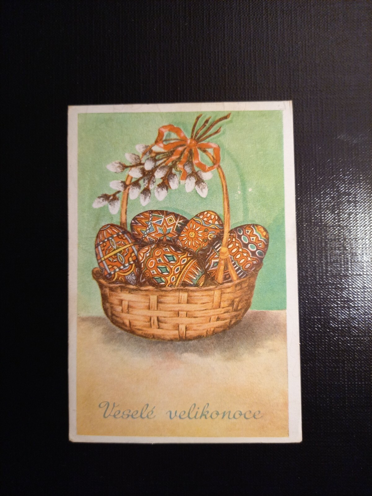 Vesele velikonoce - Korb mit Ostereier - Künstlerkarte 400333 gr