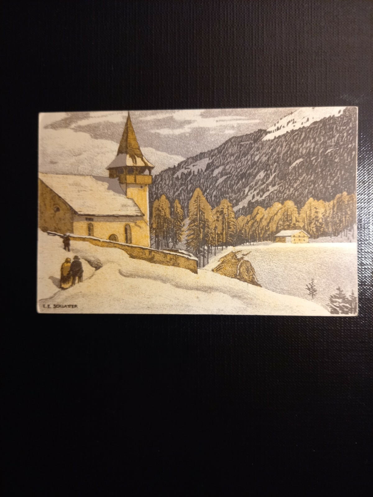 Winterlandschaft mit Kirche 400318 gr F