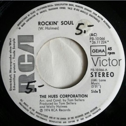 The Hues Corporation - Rockin' Soul (7", Single, Promo)