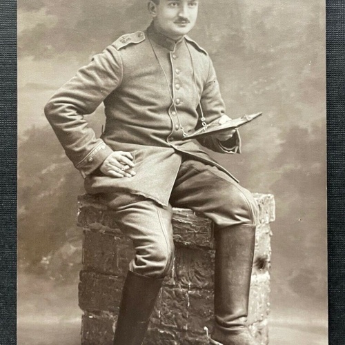 Porträt Soldat Uniform Schirmmütze Bart Militär Krieg 410101 TH