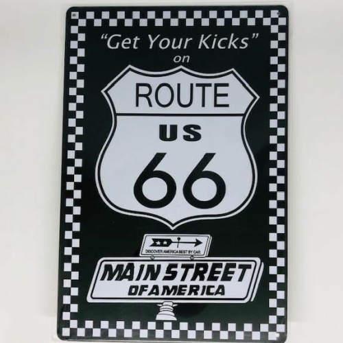Nostalgie Retro Blech Schild Get Your Kicks on ROUTE 66 30x20cm 50095