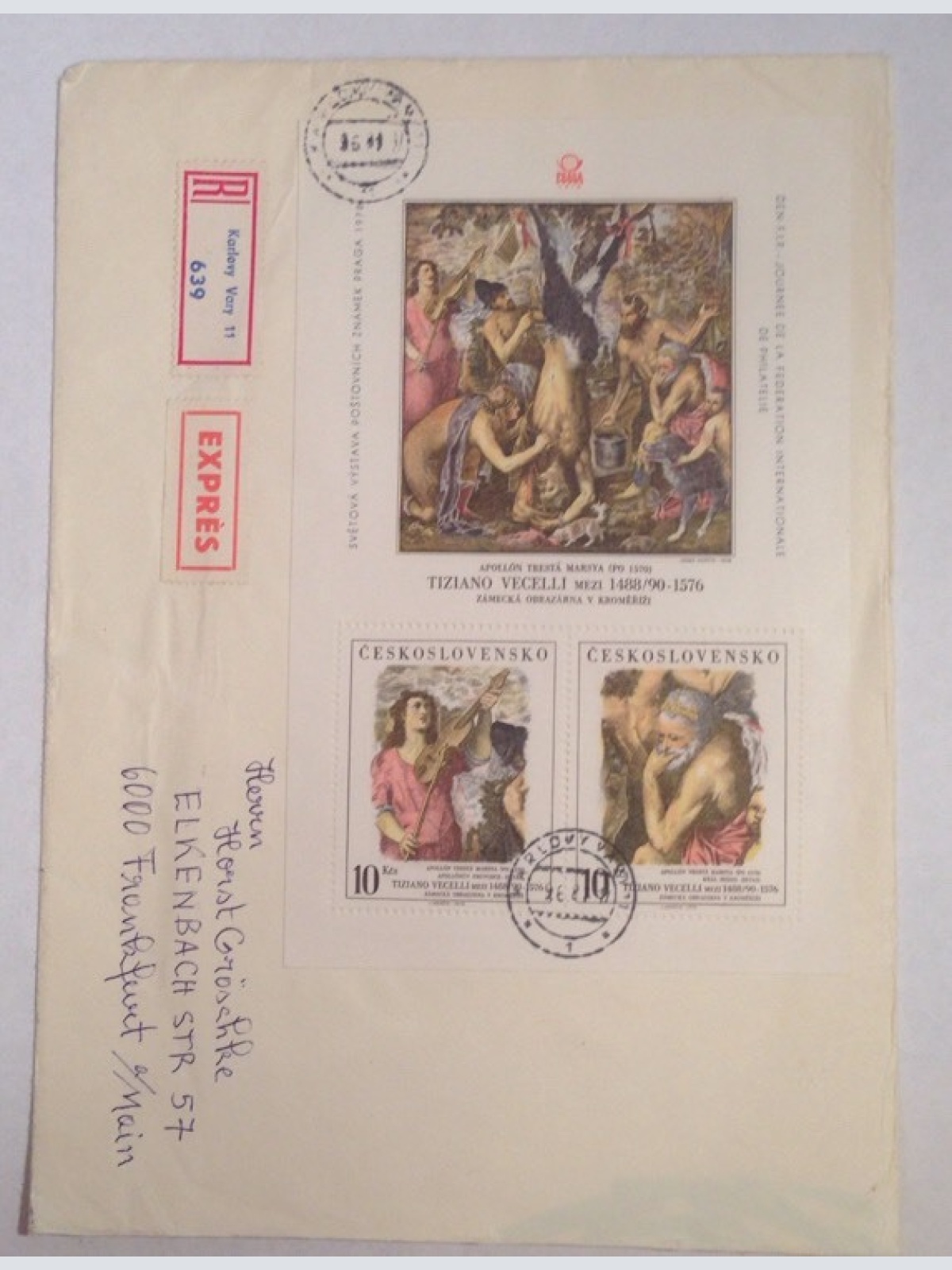 CSSR Block Tiziano Expres Brief Karlovy Vary 23 x 16,5 cm 13094