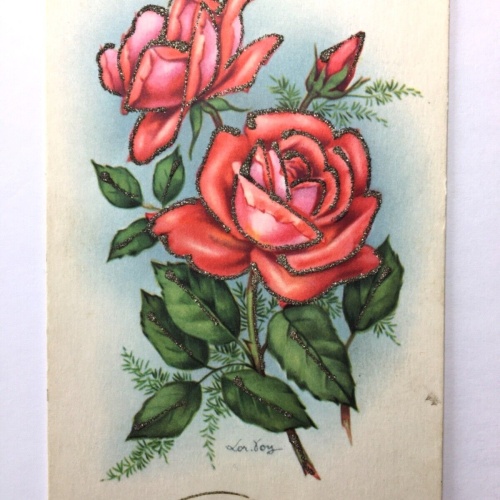 Vive Ste Catherine - Rosen Blumenstrauß - Glitter-Künstlerkarte 30153 TH