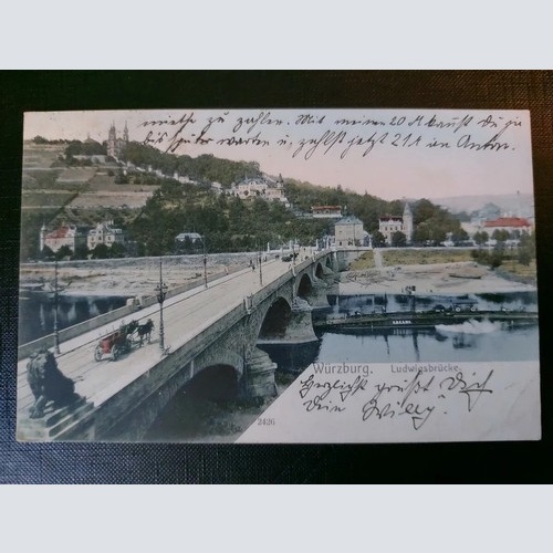 Würzburg Ludwigsbrücke Kirche Hügel Schiff Fluss 402567 WM F