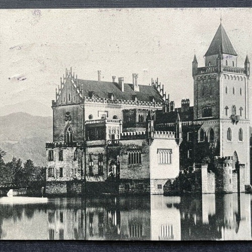 Salzburg Schoss Anif Weiher Gebäude Turm Baum Park Brücke Österreich 410834 TH
