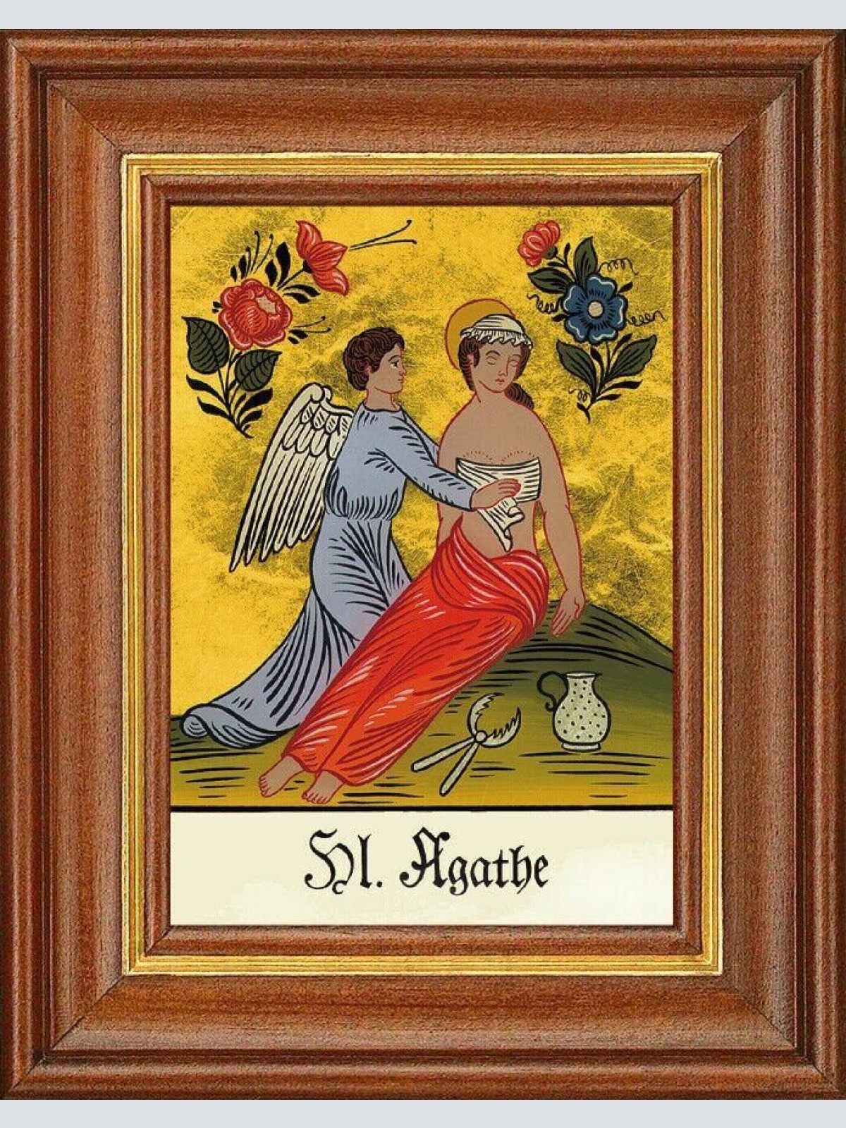 Hinterglasbild - heilige agathe - patronatsbild taufe namenspatron 12,7x16 th