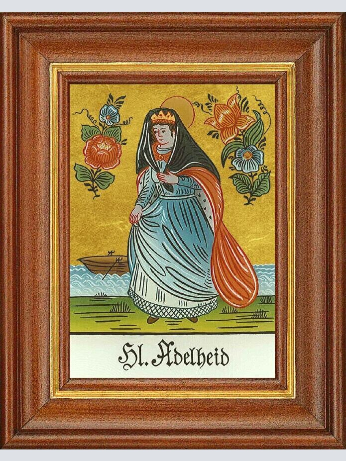 Hinterglasbild - heilige adelheid - patronatsbild taufe namenspatron 12,7x16 th
