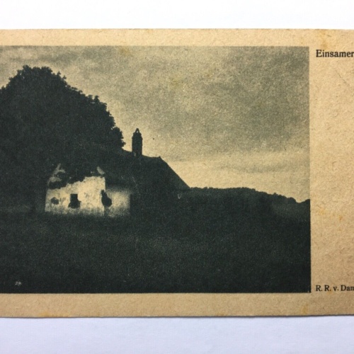 Einsamer Hof (R.R.v. Damaschka) - Bauernhof bei Nacht - Künstlerkarte 30161 TH