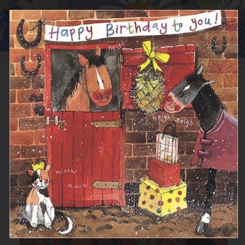 Alex Clark Karte Pferd Pferde Stable Lads   140x140 mm incl. Umschlag    0005