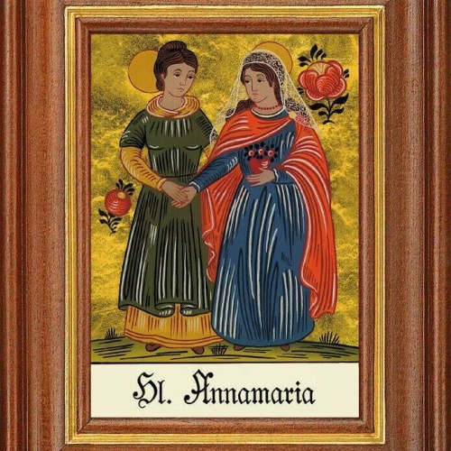 Hinterglasbild - heilige annamaria - patronatsbild taufe namenspatron 12,7x16 th