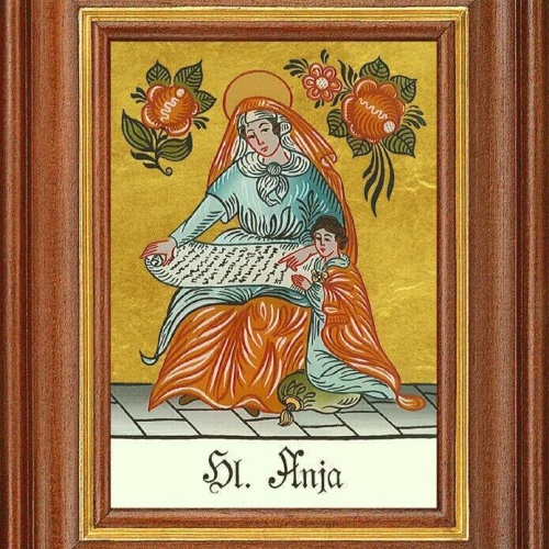 Hinterglasbild - heilige anja - patronatsbild taufe namenspatron 12,7x16 th