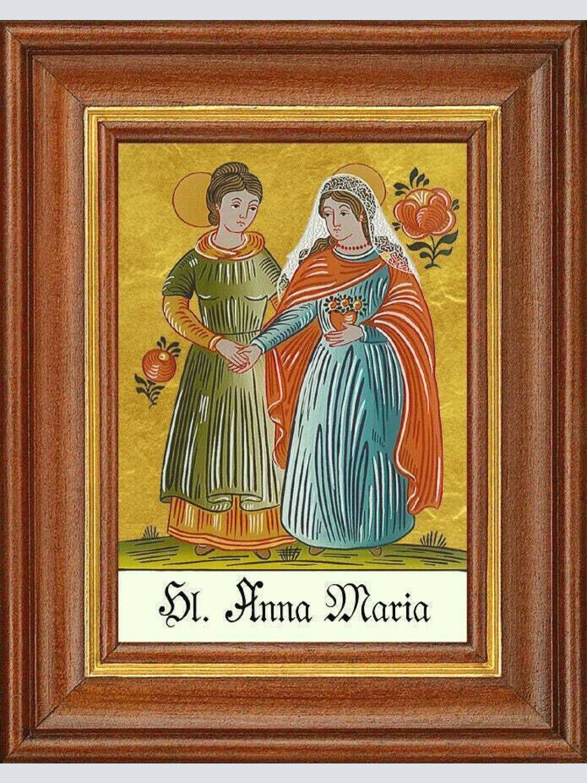 Hinterglasbild - heilige anna maria - patronatsbild taufe namenspatron12,7x16 th