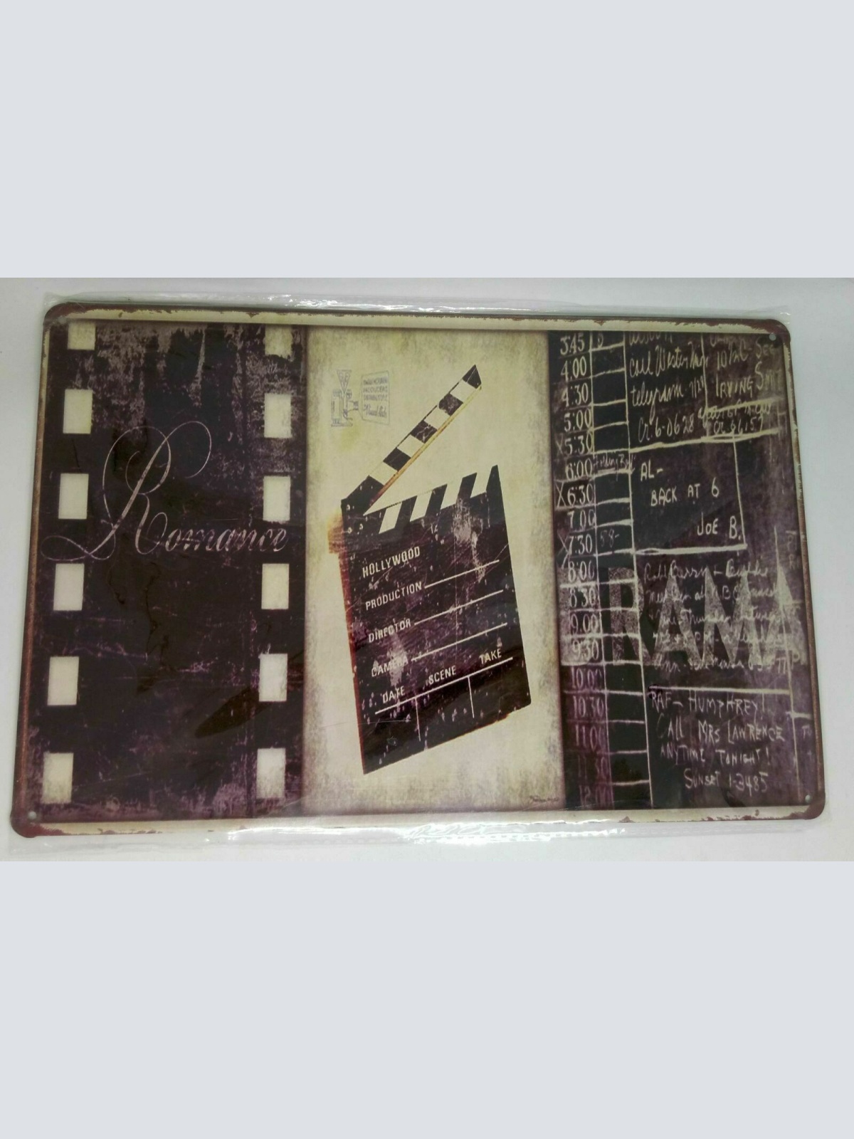 Nostalgie Retro Blechschild Romance Drama Filmklappe Hollywood 30x20 50125