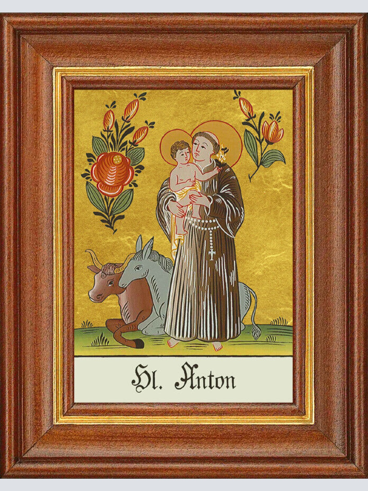 Hinterglasbild - Heiliger Anton - Patronatsbild Taufe Namenspatron 12,7x16 TH
