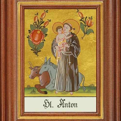 Hinterglasbild - Heiliger Anton - Patronatsbild Taufe Namenspatron 12,7x16 TH