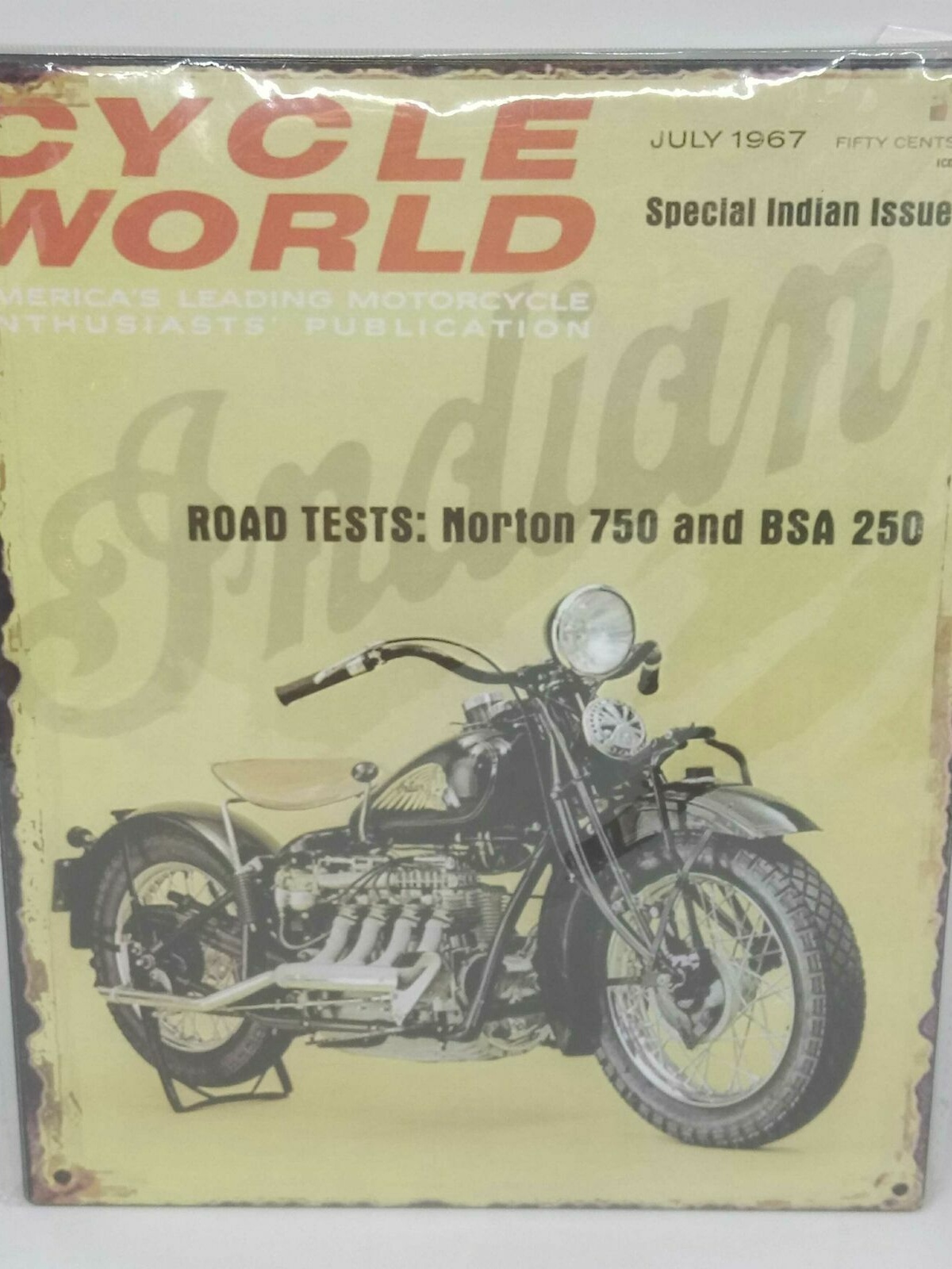 Nostalgie Blechschild Motorrad Road Tests: Norton 750 and BSA 250 25x20 50133