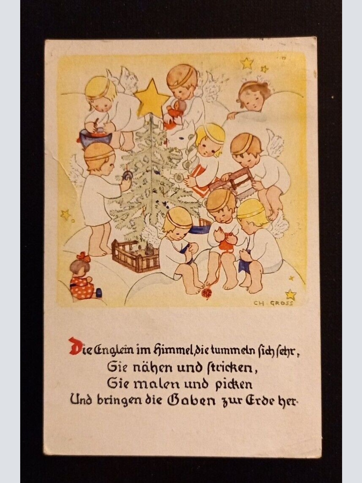 Ansichtskarte Engel Englein Im Himmel Nähen Und Stricken 600752A Ga G