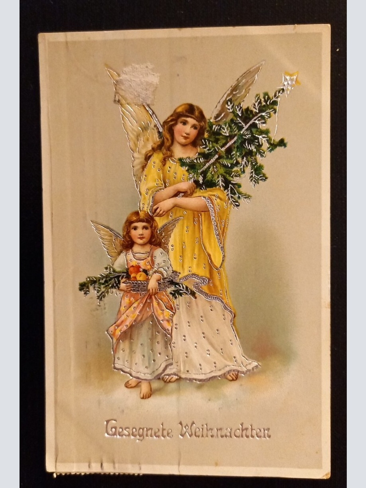 Gesegnete Weihnachten Prägekarte Zwei Engel 600796A Ga G