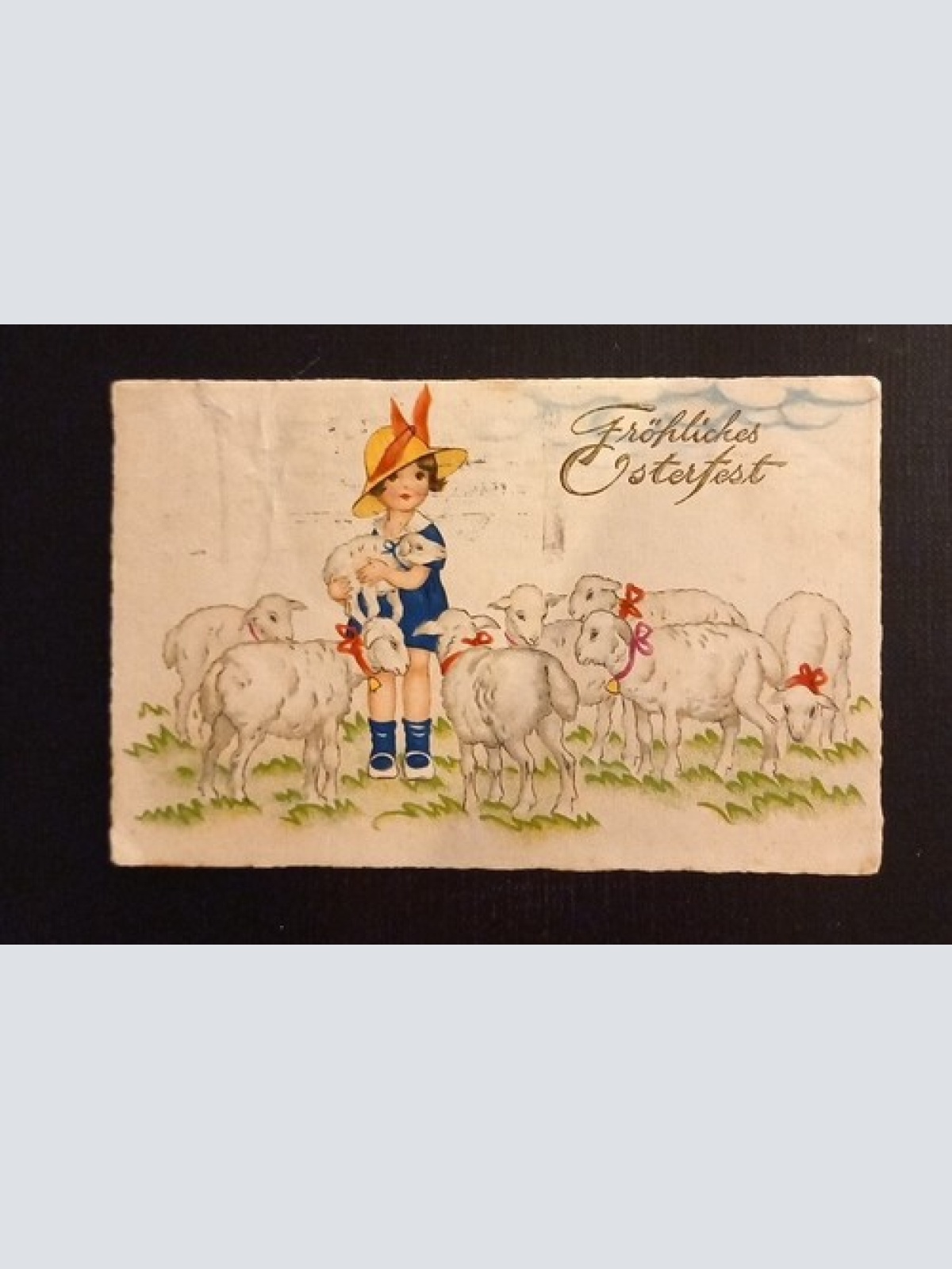 Fröhliches Osterfest Mädchen Mit Lämmer 600779A Ga G