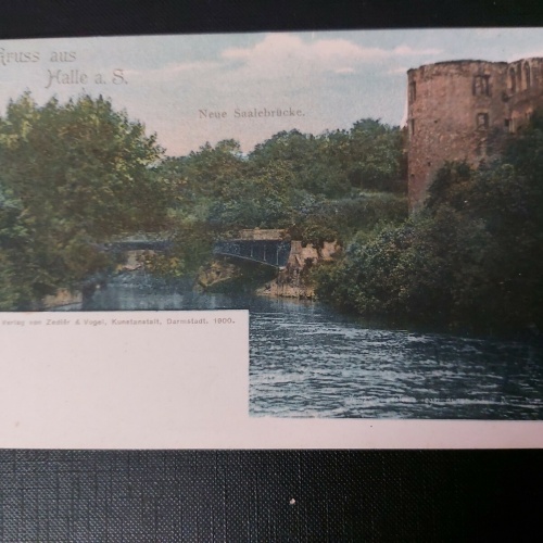 Gruß aus Halle neue Saalebrücke Burg Ruine 402597 WM F