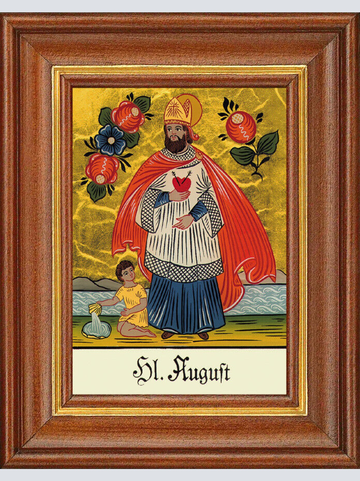 Hinterglasbild - Heiliger August - Patronatsbild Taufe Namenspatron 12,7x16 TH