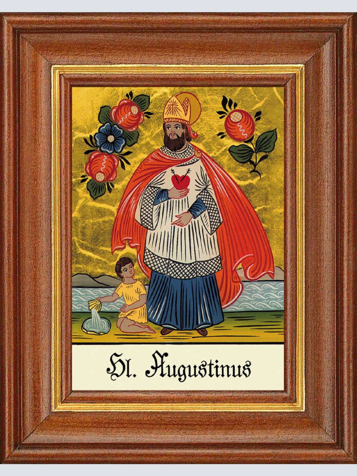 Hinterglasbild - Hl. Augustinus - Patronatsbild Taufe Namenspatron 12,7x16 TH