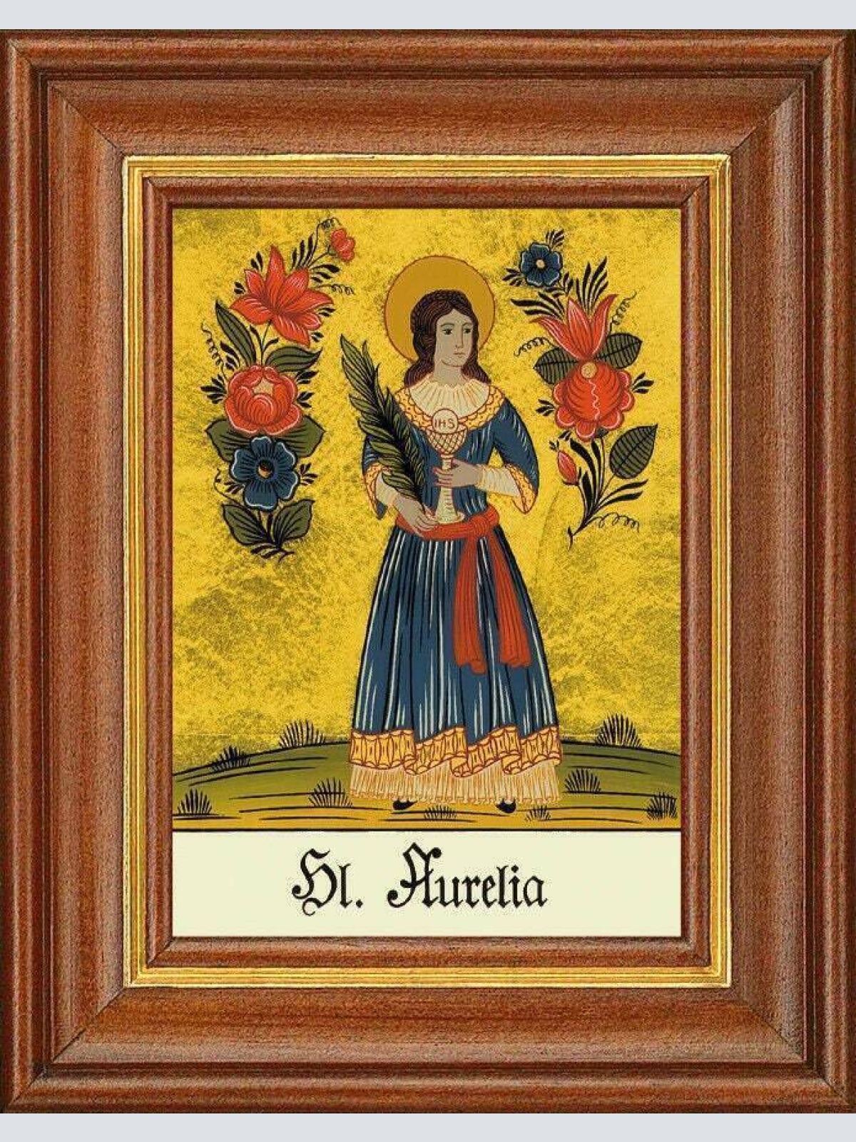 Hinterglasbild - heilige aurelia - patronatsbild taufe namenspatron 12,7x16 th