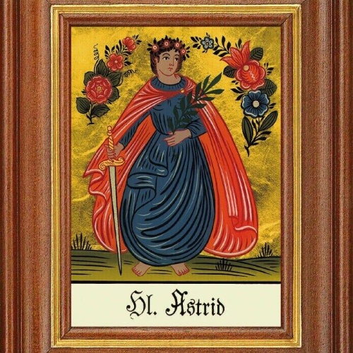 Hinterglasbild - heilige astrid - patronatsbild taufe namenspatron 12,7x16 th