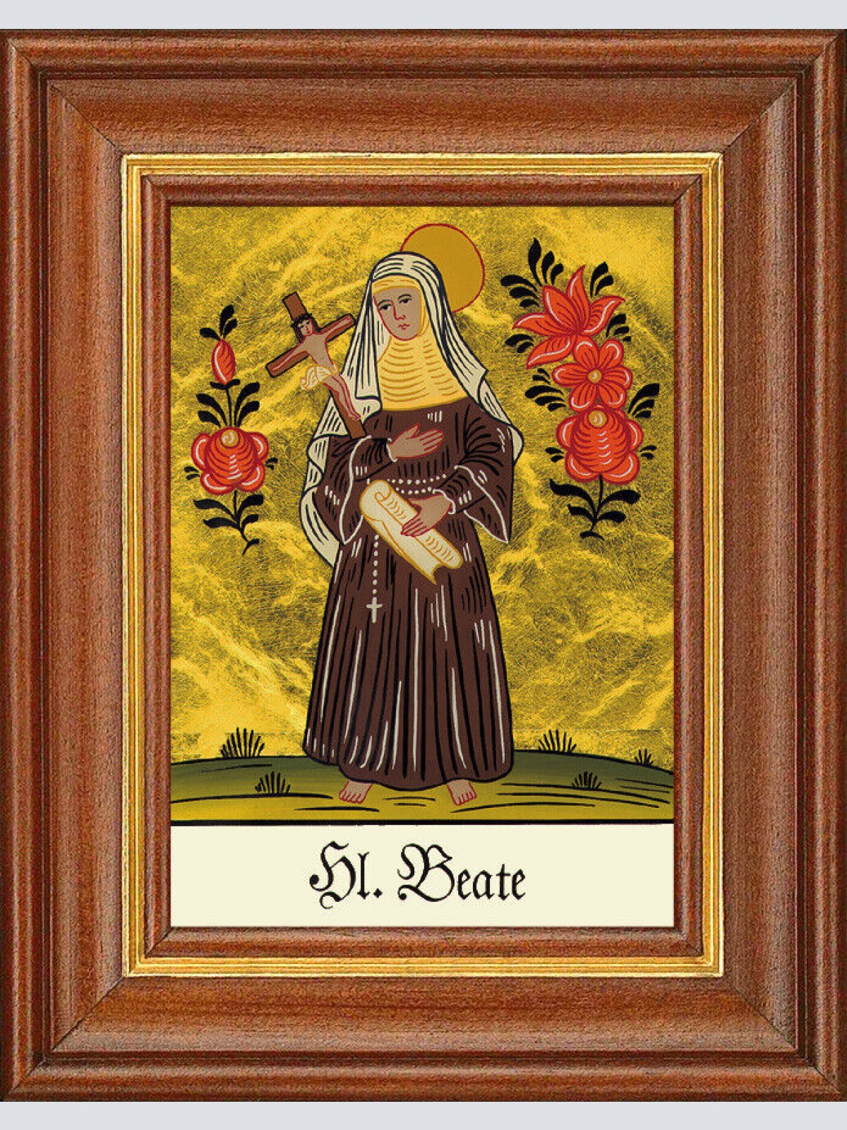 Hinterglasbild - Heilige Beate - Patronatsbild Taufe Namenspatron 12,7x16 TH