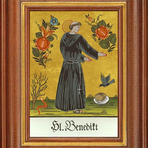 Hinterglasbild - Heiliger Benedikt - Patronatsbild Taufe Namenspatron 12,7x16 TH