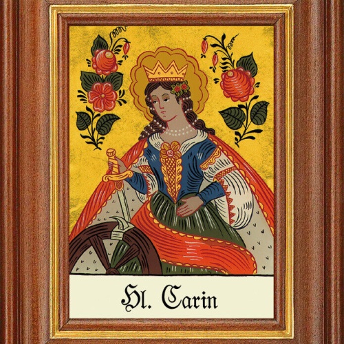 Hinterglasbild - Heilige Carin - Patronatsbild Taufe Namenspatron 12,7x16