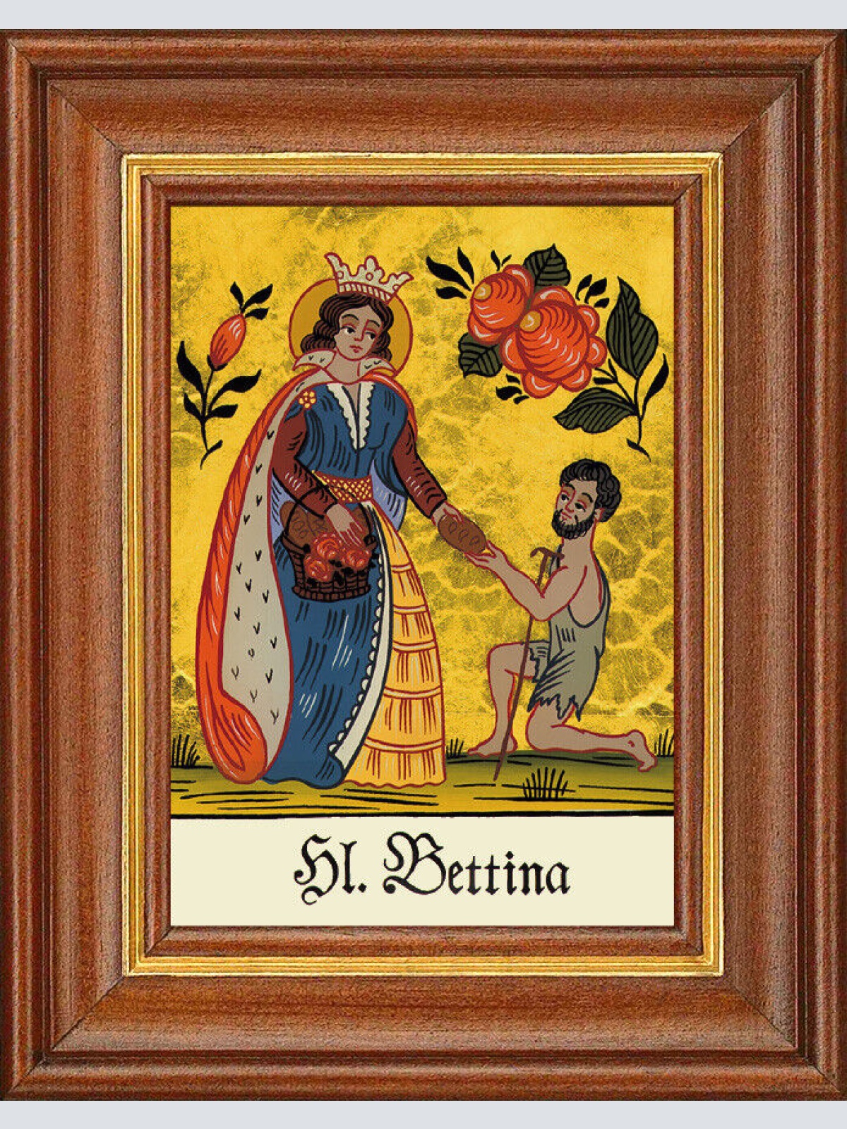 Hinterglasbild - Heilige Bettina - Patronatsbild Taufe Namenspatron 12,7x16