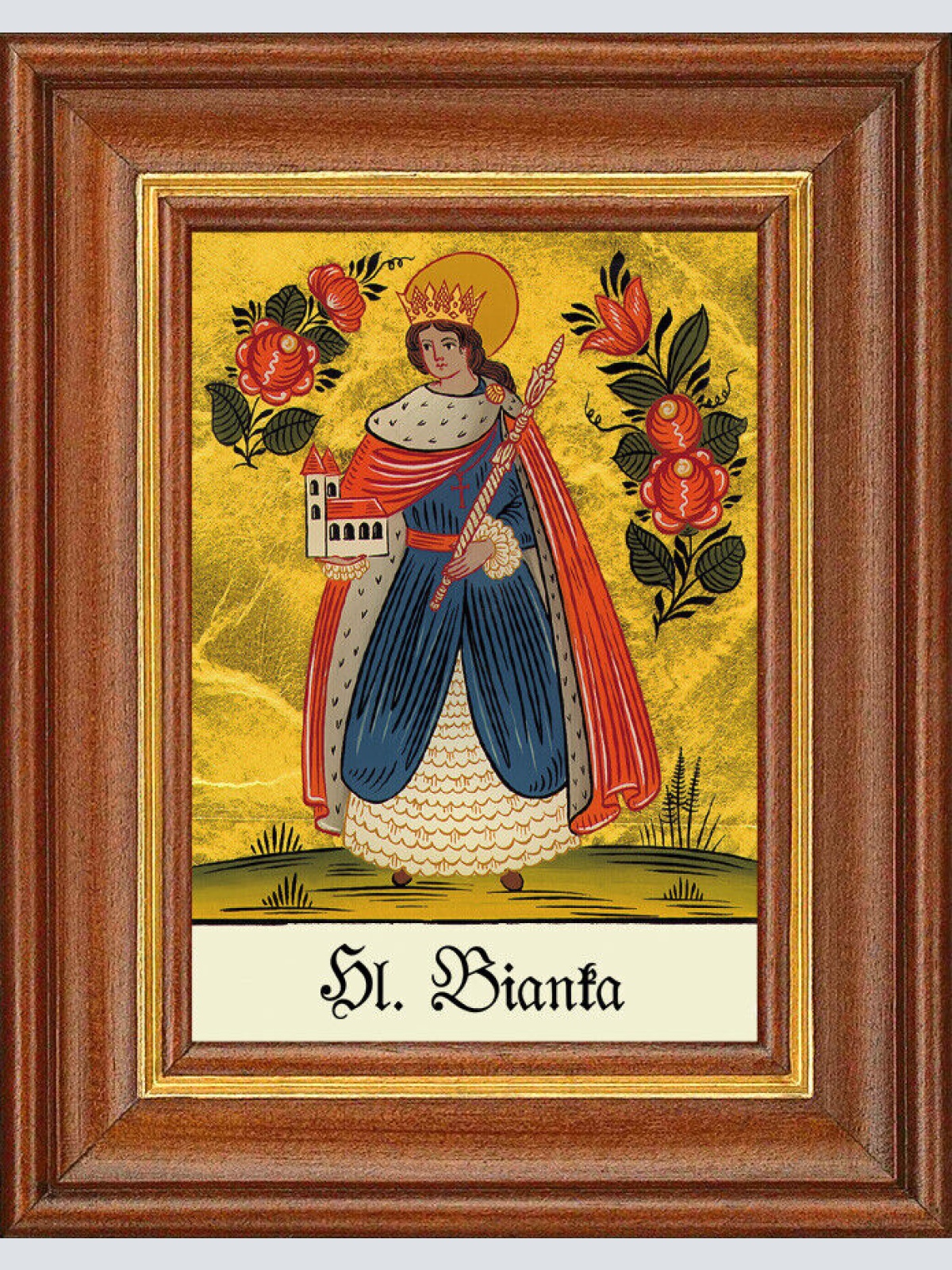 Hinterglasbild - Heilige Bianka - Patronatsbild Taufe Namenspatron 12,7x16