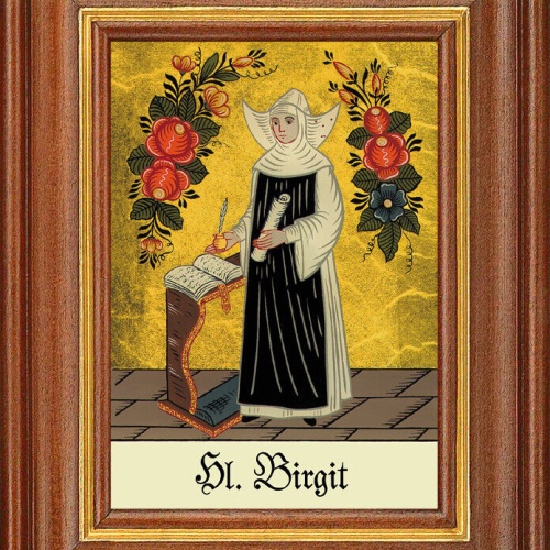 Hinterglasbild - Heilige Birgit - Patronatsbild Taufe Namenspatron 12,7x16