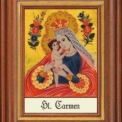 Hinterglasbild - Heilige Carmen - Patronatsbild Taufe Namenspatron 12,7x16